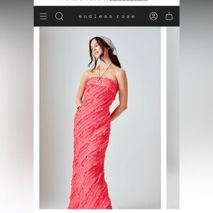 Endless Rose Strapless Ruffled Maxi Dress